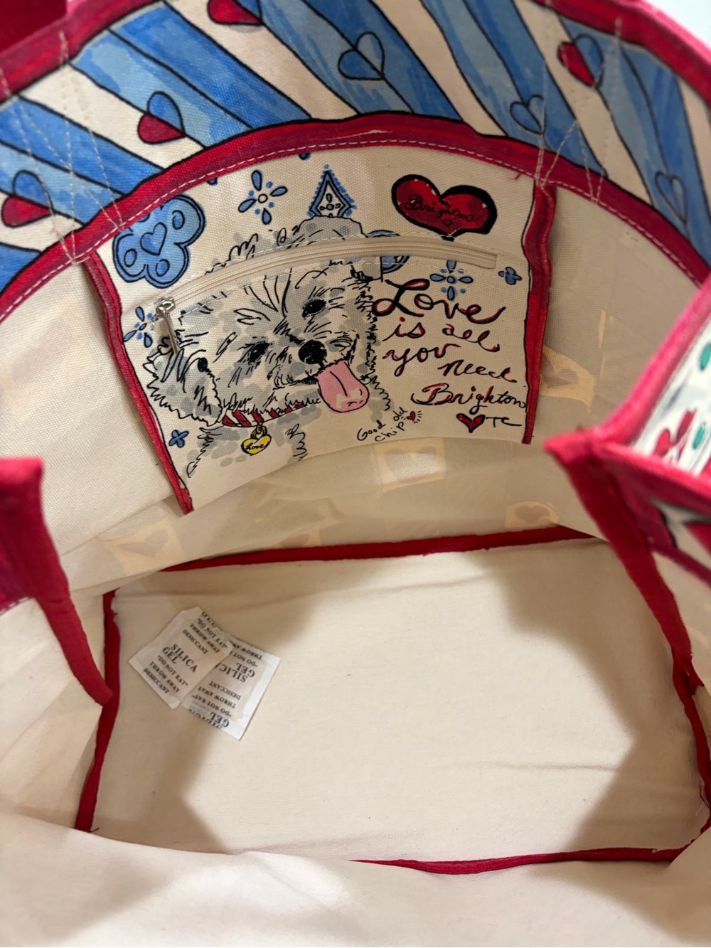 Brighton Blue and Cream Love Bow Tote with Red Trim - Picture 6 of 8